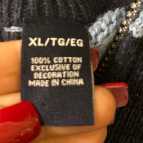 50%off w♥️ Chaps Men's Blue Striped 1/4 Zip Pullover Sweater Size XL  0139 - Picture 7 of 12